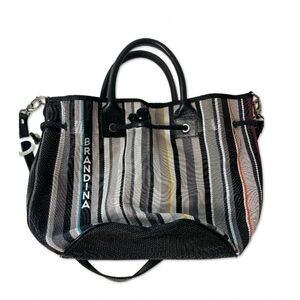 BRANDINA The Original Canvas & Leather Top Handle Crossbody Bucket Bag Tote